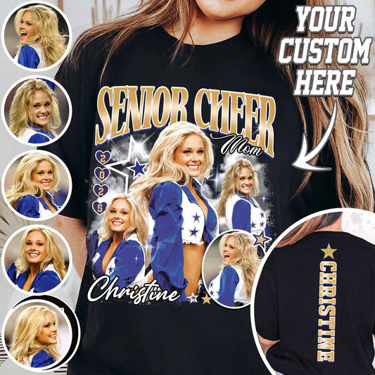 Senior Year Cheer Mom Comfort Color Shirt, Proud Senior Cheer Mom, Senior Mom Shirt Cheer, Custom Cheer Mom Shirt With Picture, Cheer Mom Picture Shirt