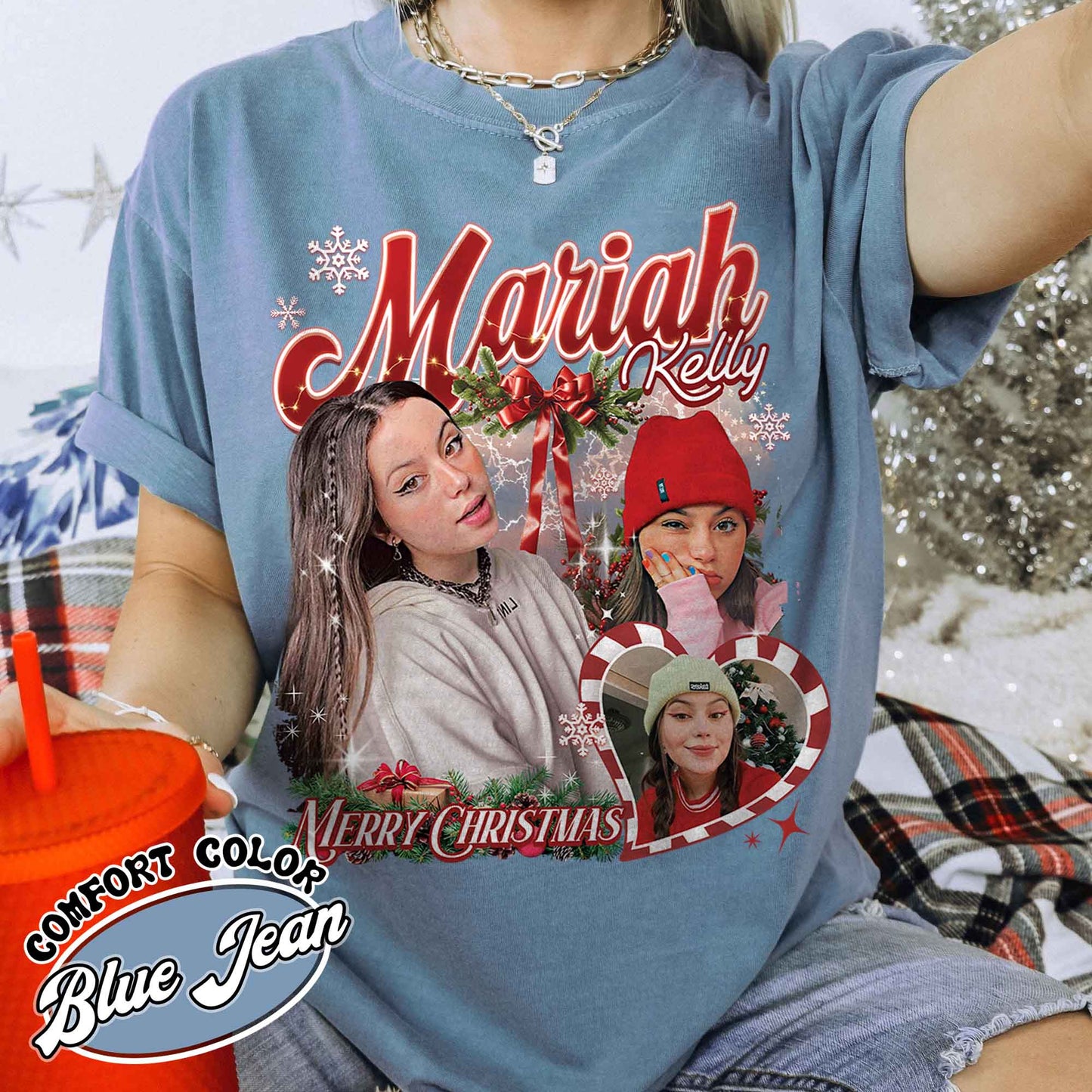 Custom Photo Shirt, Custom Photo Bootleg Girlfriend T-Shirt, Shirt With Face on It for Boyfriend, Birthday Gift, Custom Photo Christmas Shirt