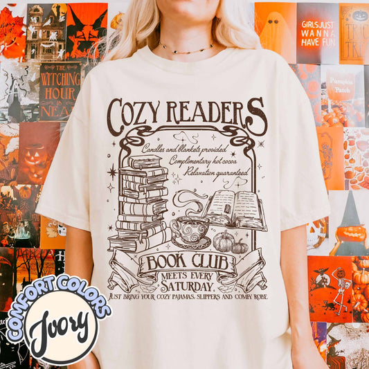 Cozy Readers Book Club Comfort Colors Shirt, Coffee and Book Lover, Fall Book Club, Cozy Reader, Autumn Fall Cozy Bookish, Halloween Gifts