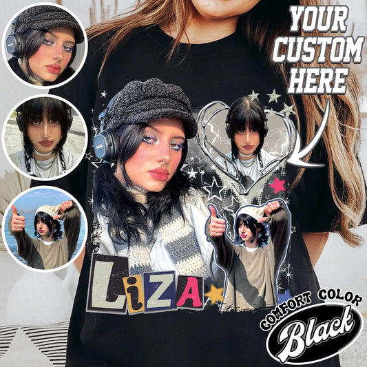 Custom Photo Comfort Color Shirt, Custom Photo Bootleg Girlfriend, 90s Retro T-shirt, Custom Bootleg Rap Tee, Custom Your Own Bootleg, Insert Your Design