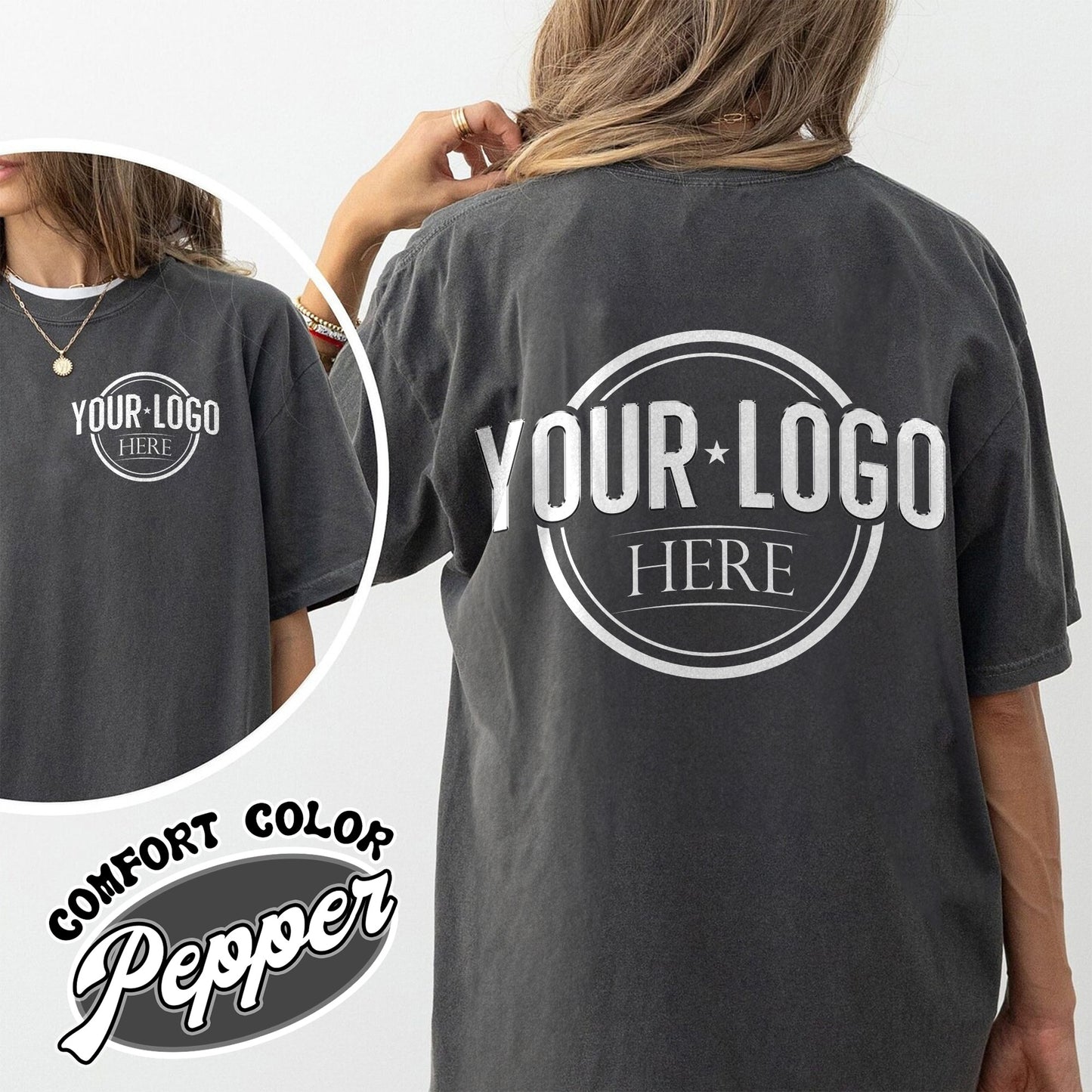 Business Logo Shirt Front and Back Comfort Color Shirt, Custom Logo Shirt Bulk, Custom Business Logo, Custom Shirt of My Logo, Your Logo Here Shirt