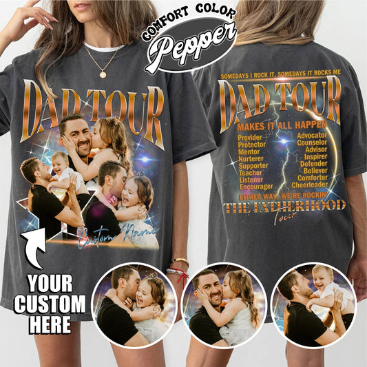 Custom Dad Tour Comfort Color Shirt Portrait From Photo, Personalized Dad Portrait Shirt, Custom Photo Shirt For Dad, Father's Day Gift 2024, Fatherhood Tour